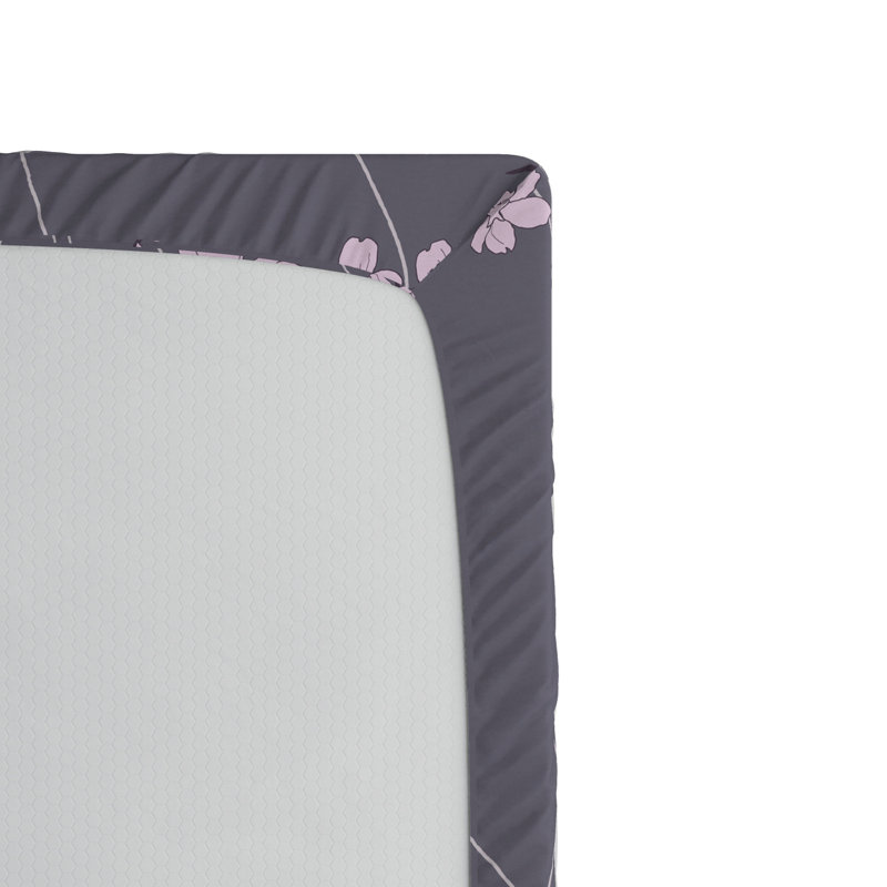 Microfiber Floral Fitted Sheet, Twin Fitted Sheet, Purple Floral 2