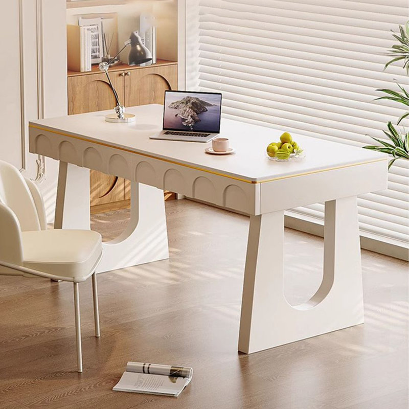 Bureau moderne et simple en pierre blanche, 29.53"H*47.24"W*23.62"D