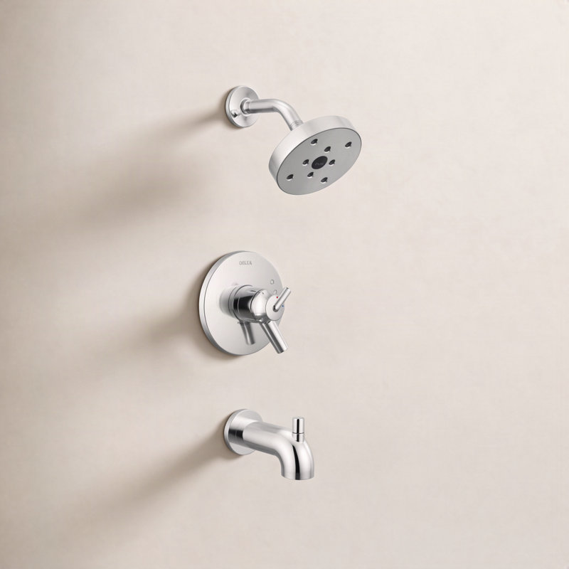 Garniture de robinet de salle de bain Trinsic avec poignée levier et moniteur, Chrome