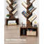 Bibliothèque à 6 étages avec lumière, tour de bibliothèque étroite, grand organisateur de livres sur pied avec armoire de rangement pour le salon, la chambre à coucher et le bureau personnel, brun rustique