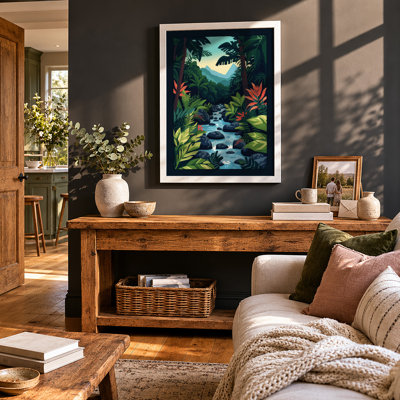 Mountain Beyond Jungle Tropical - Framed Print