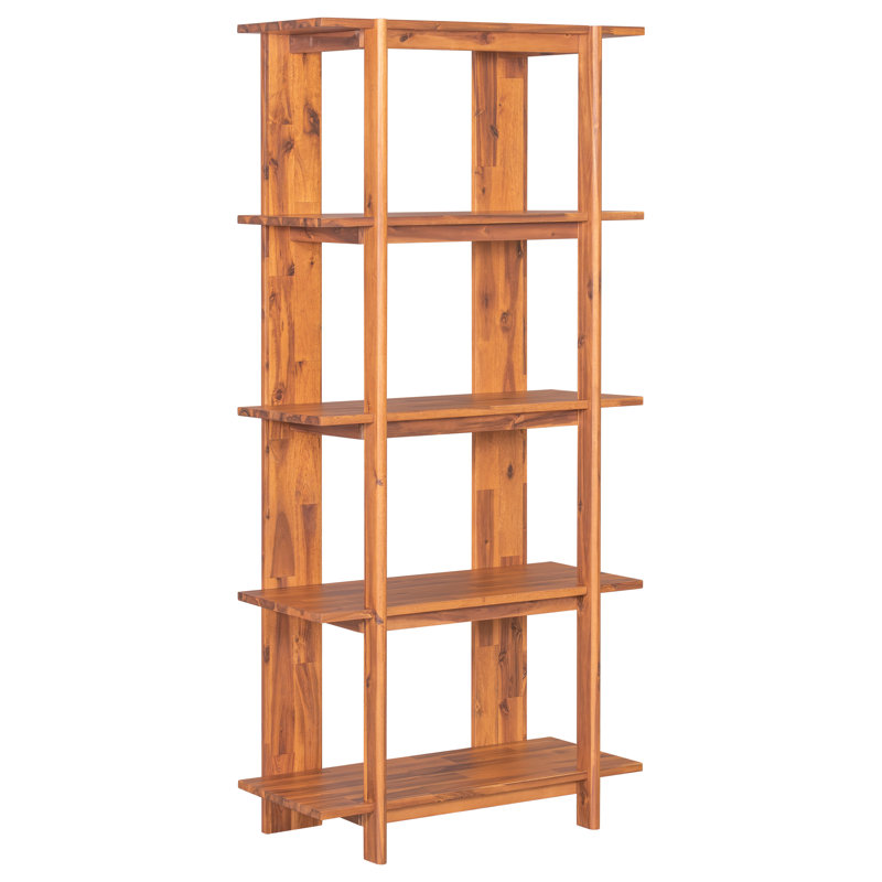 Toran 4-Tier Acacia Wood Modern Open Bookcase, Teak