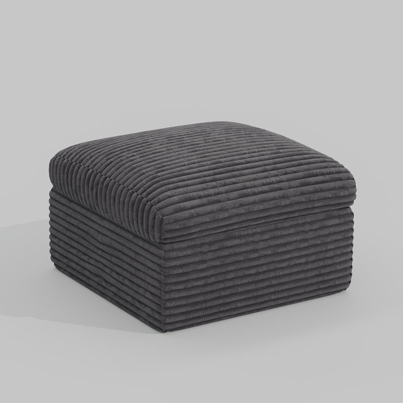  Wide Plush Corduroy Boneless Ottoman Seat Of Compression Sofa, Gray