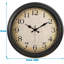 Horloge murale décorative vintage de 40 cm (16 pouces) en bronze silencieux, à piles