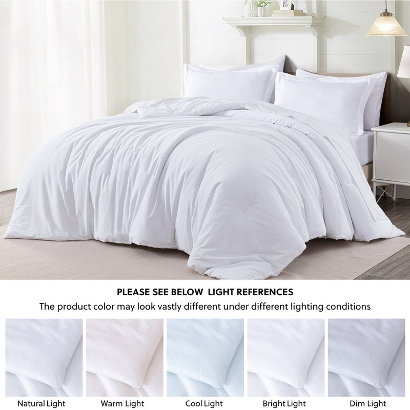 Cotton Twill Comforter Set, White, Queen Comforter + 2 Standard Shams