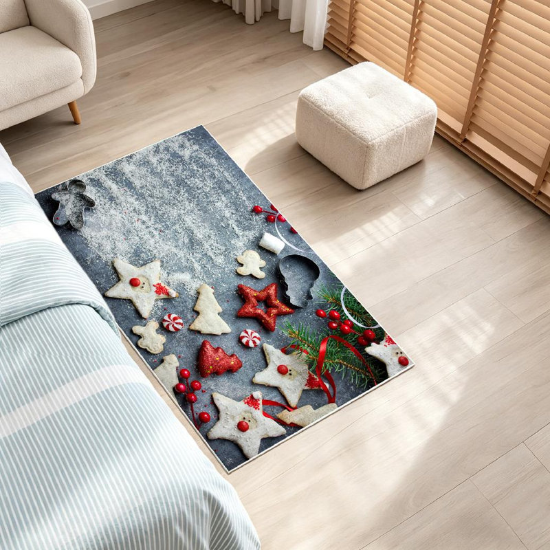 Tapis transparent transparent lavable à la machine, friandises de Noël, Rectangle 32 po x 47 po