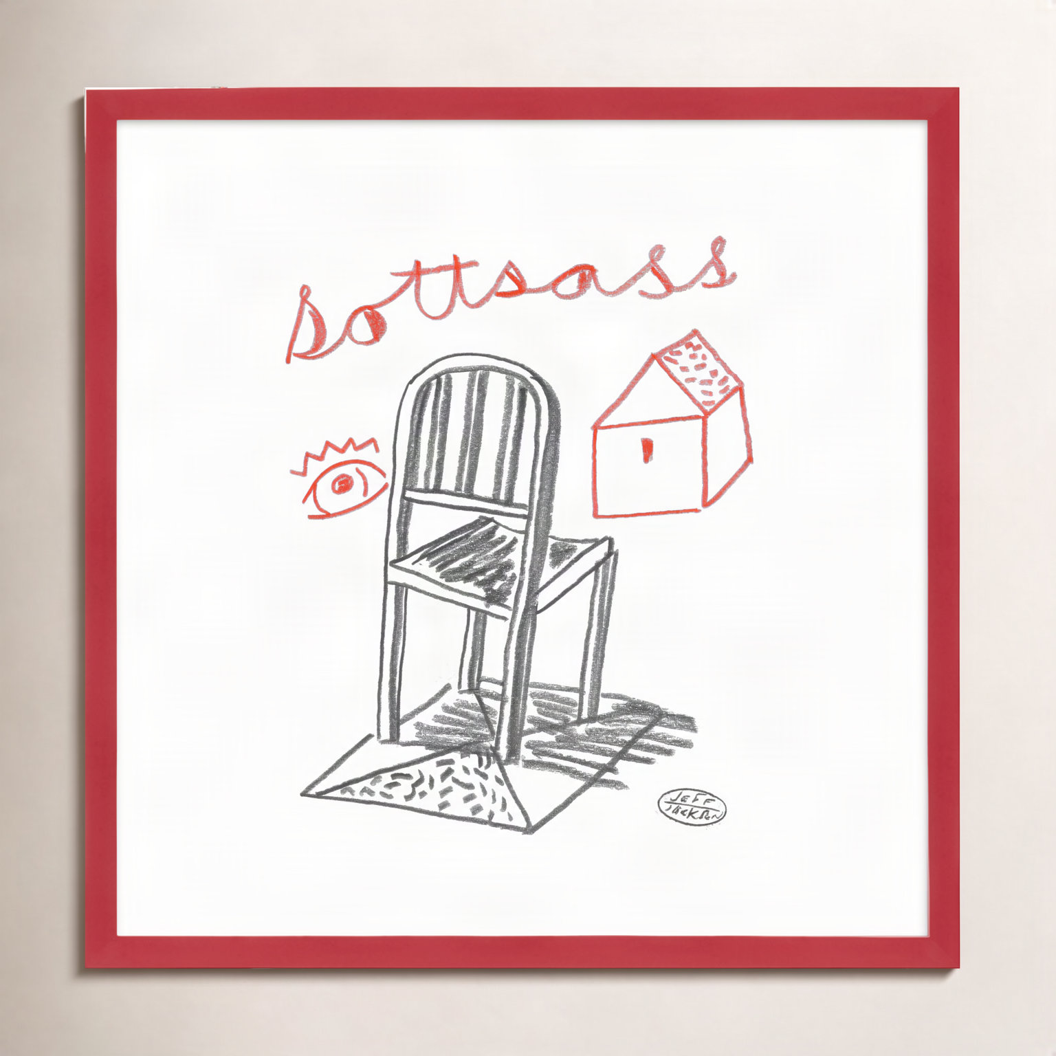 Chairs Sottsass by Jeff Jackson, 30" W x 30" H, Red Single Picture Framed Paper