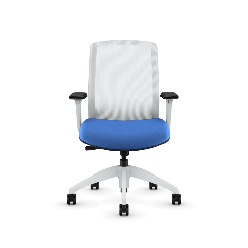 Chaise de travail ergonomique inclinable Neo Lite de 9 à 5 places, Blanc, Bleu