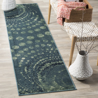 Tapis turquoise à motif abstrait Thursa