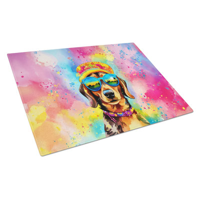 Dachshund Hippie Dawg Glass Cutting Board Large