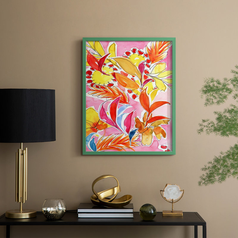 Manic Botanical I, reproduction encadrée - bois massif, H 21 po x l 17 po, Vert