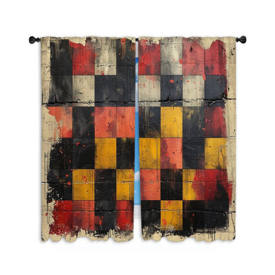 Art Panel Abstract Room Darkening Curtain Pair