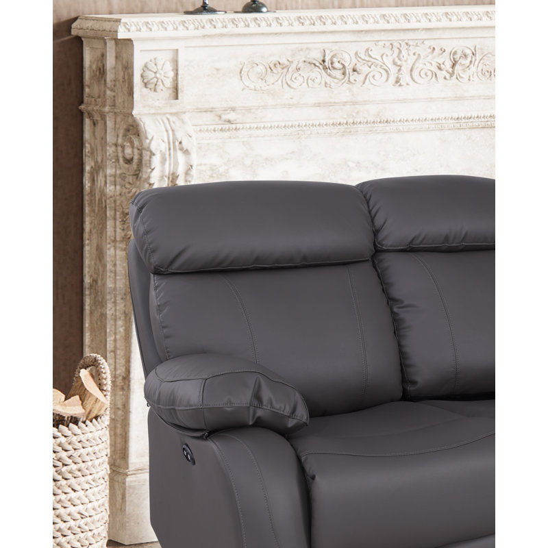 Causeuse inclinable en cuir 59,8 po Avshalom, Similicuir gris