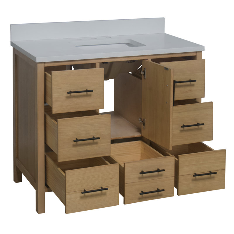 Ensemble de meuble-lavabo simple 42 po Kiara, Blanc mat, Blond