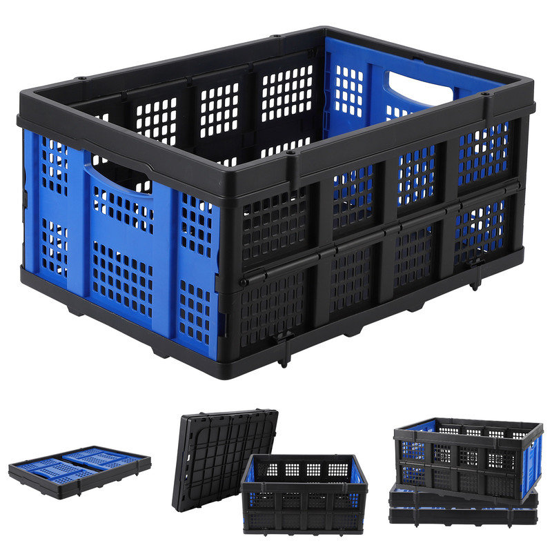 Caisse en plastique pliable, panier de rangement pliable, caisse utilitaire empilable avec poignée