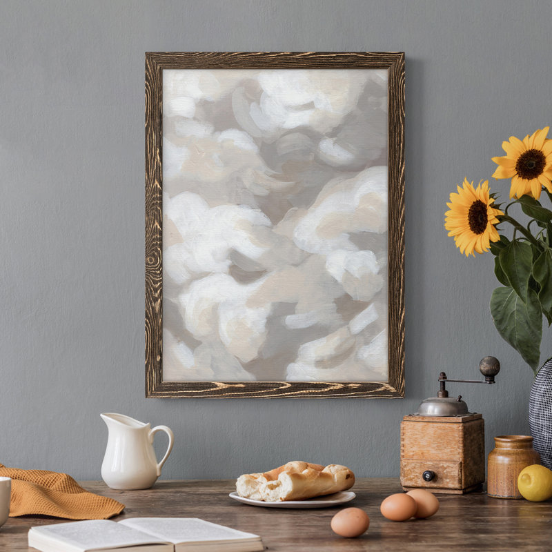 «Abstract Cumulus I», toile encadrée de qualité supérieure - prête à être accrochée, Cadre noyer