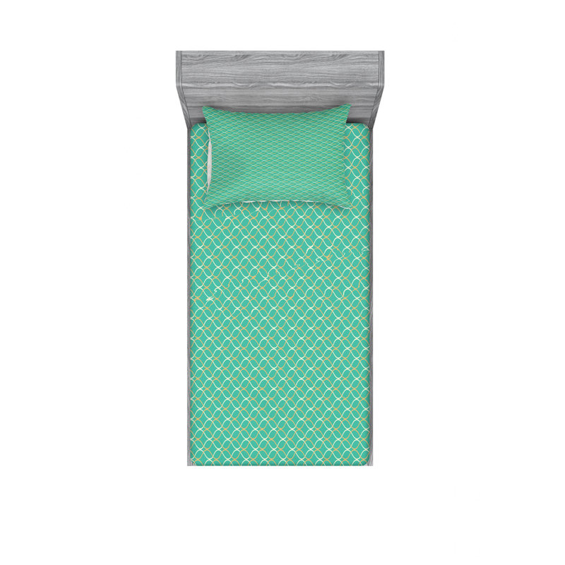 Microfiber Geometric Sheet Set, Twin XL Sheet Set with Fitted Sheet