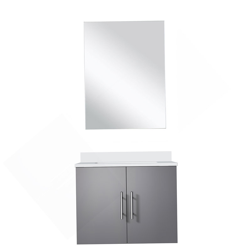 Meuble-lavabo simple 24 po X P 22 po P, comptoir en quartz et Miroir