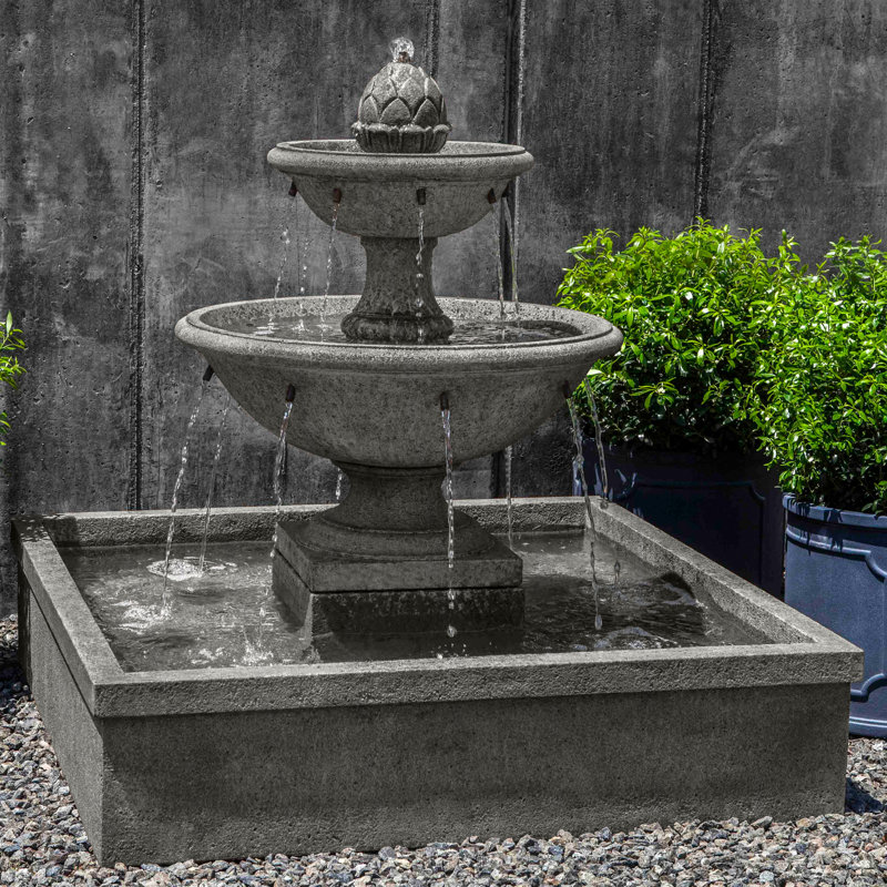 La Mirande Floor Fountain, Aged Limestone