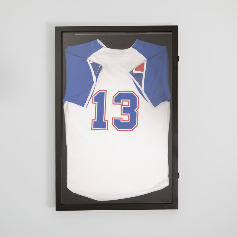 Mallick 36'' H x 24.5'' W Wooden Jersey Display Case with Foam Board and Keyed Lock, Black