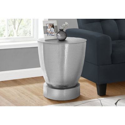 Table d'appoint, tambour, côté, bout, table de chevet, lampe, salon, chambre à coucher, métal chromé, contemporain, moderne