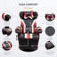  Fauteuil inclinable de jeu de course, similicuir noir élégant avec support lombaire et porte-gobelet pour les salles de jeux et de divertissement à domicile