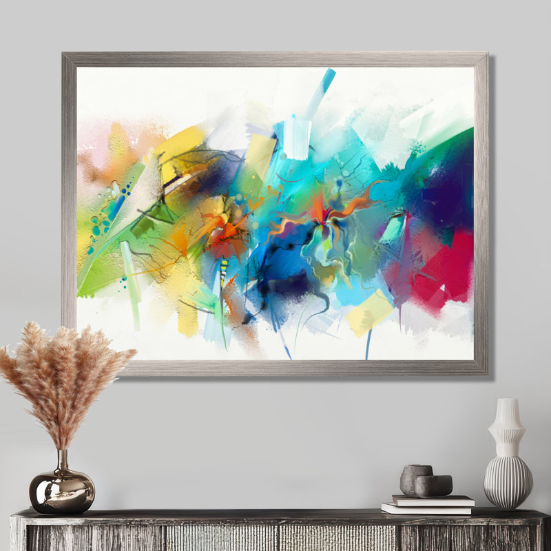 Art abstrait sur toile, reproduction d'art moderne turquoise - Histoire turquoise avec touches, H 30 po x l 40 po