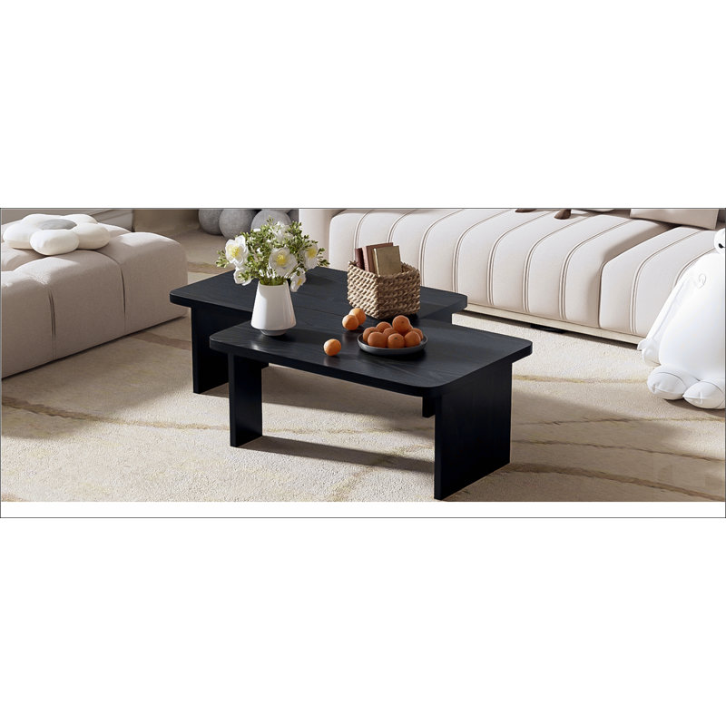 Ensemble de tables basses modernes U-Can, table basse rectangulaire avec design épissé, table de combinaison multifonctionnelle pour le salon