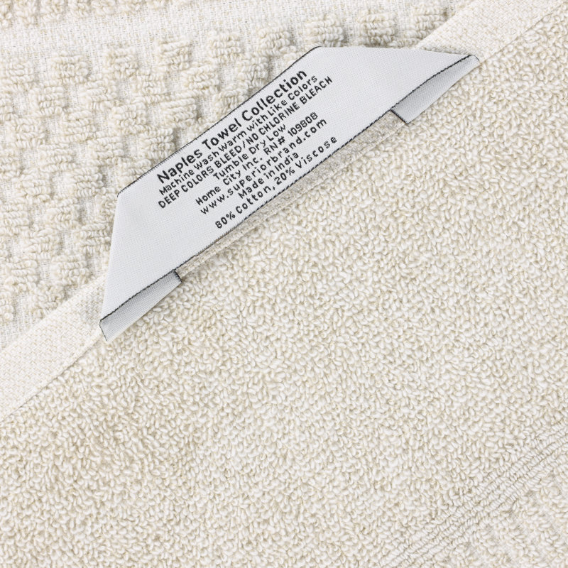 Ensemble de serviettes 12 pièces en mélange de coton et viscose Naples, Beige