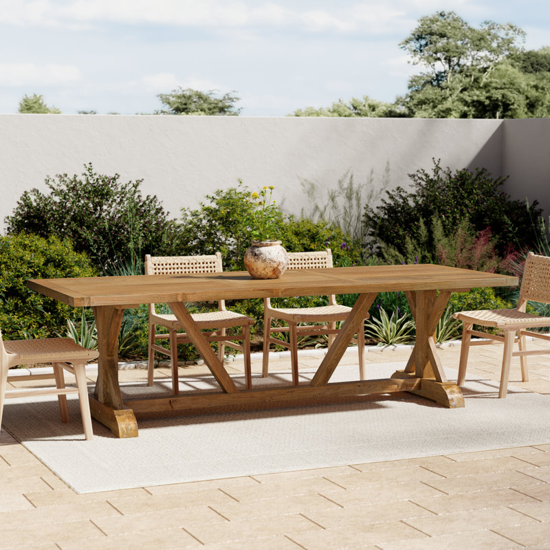Table de salle à manger en bois de teck massif pour 10 personnes Matherville
