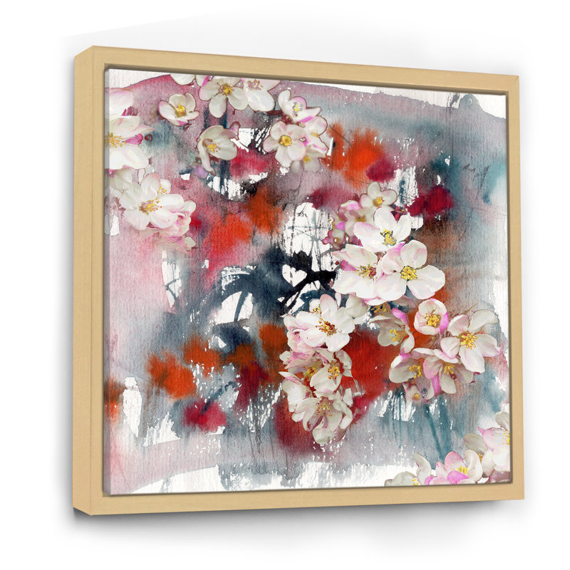 Pommier en fleurs - décoration murale traditionnelle sur toile, H 36 po x l 36 po x P 1,5 po