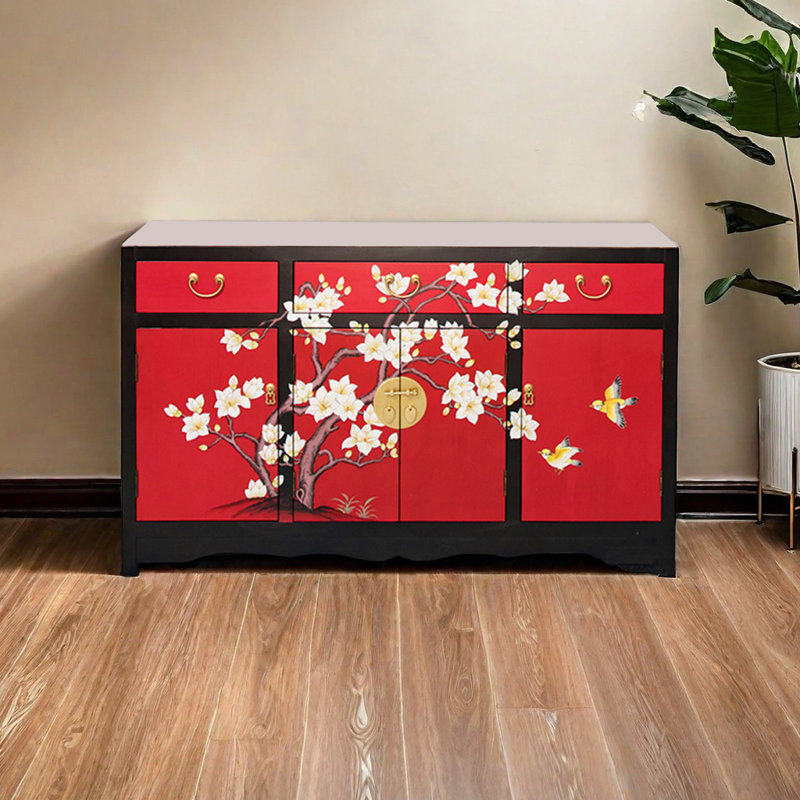 Nouvelle armoire à chaussures peinte en bois massif chinois, Rouge