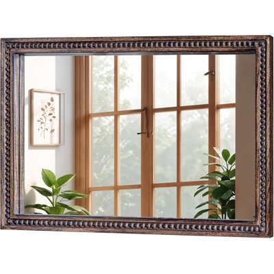Rustic Solid Wood Wall Mirror- Burnt Brown