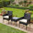 3 Piece Wicker Outdoor Patio Set, All-Weather PE Rattan Outdoor Conversation Set with Glass Table & Cushions for Balcony, Backyard-85036934