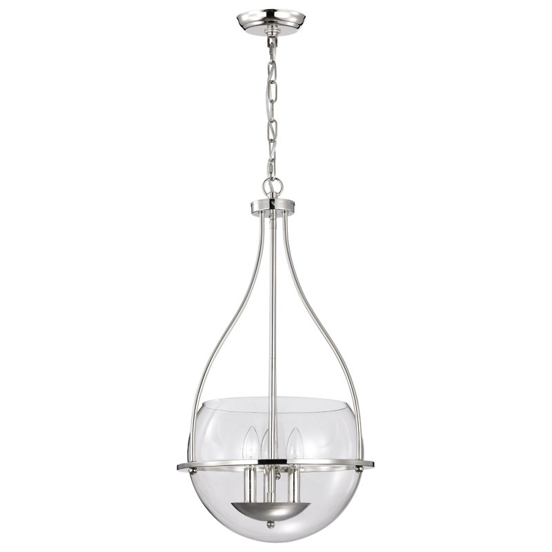 Luminaire suspendu bol 3 lumières Wewoka, Nickel poli