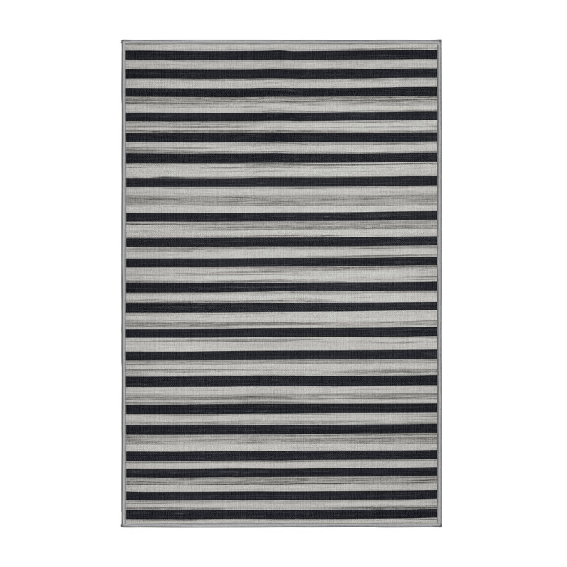 Washable Light Gray Dark Gray Striped Area Rug, Runner 2' x 5'