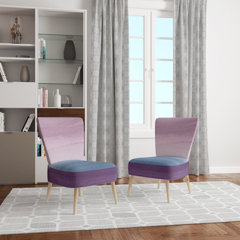 Glam / Flower / Landscape - Shabby Elegance Upholstered Side Chair, Purple