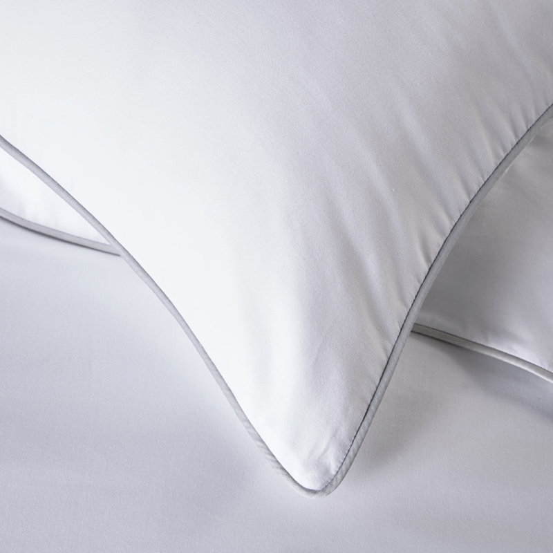 400 Thread Count Piped Edge Duvet Set, White/Grey, Kingsize Duvet Cover Set + 2 Additional Pieces
