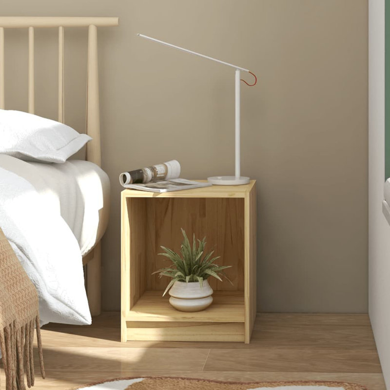 Linas 35.5cm W Solid Wood Bedside Table, Natural