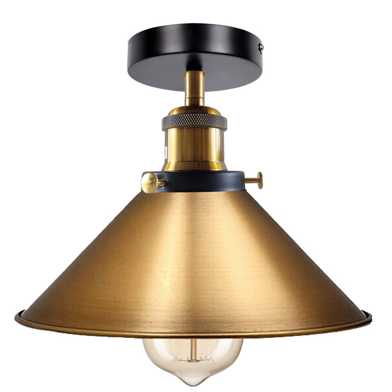 Denzel Semi Flush Mount, Yellow Brass