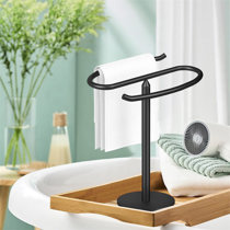 NearMoon Hand Towel Holder with Balanced Marble Base, 304 Stainless Steel Stand  Towel Ring L Shape