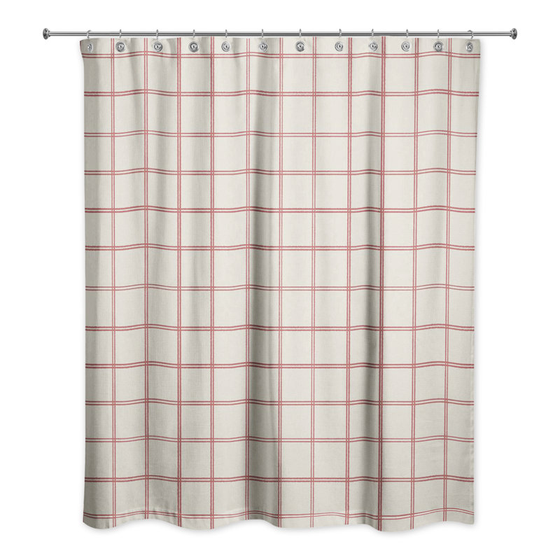 Rideau de douche simple Magnus, Crème / rouge