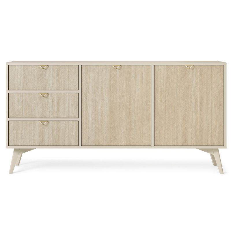 Agawam 158cm Sideboard, Beige Matt/Oak Scandi