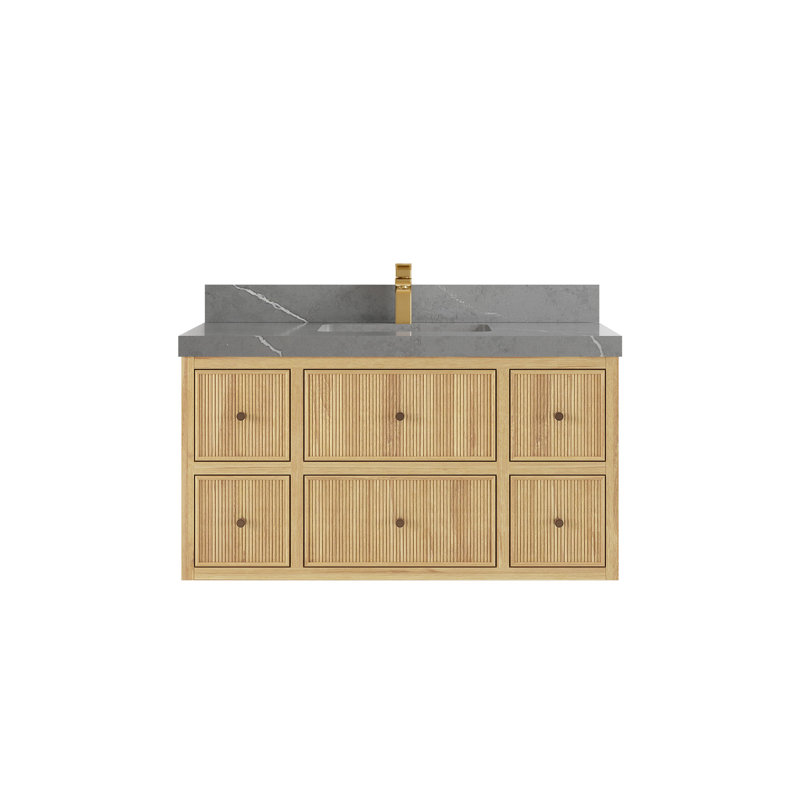 Meuble-lavabo simple 42 po avec plateau en quartz Maydeen