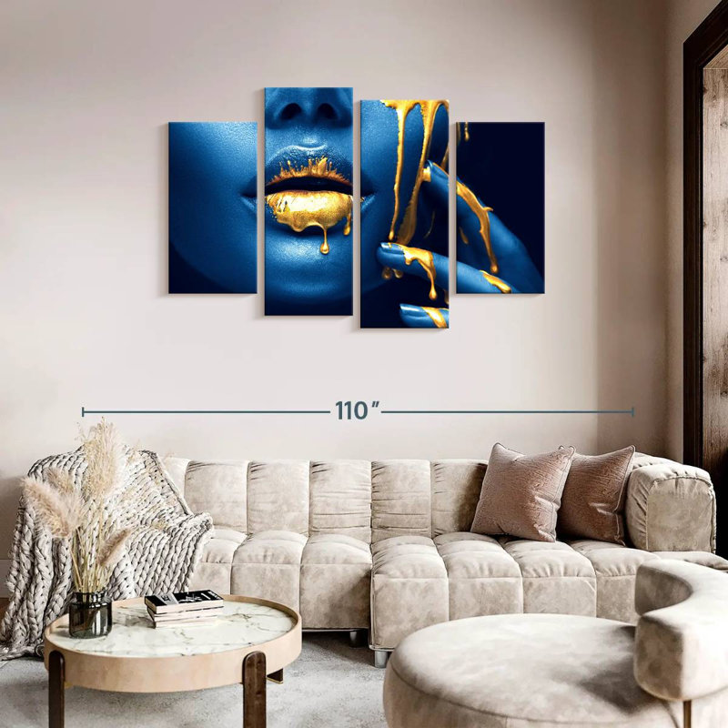 Impression sur toile 4 pièces, H 48 po x l 75 po x P 1,25 po
