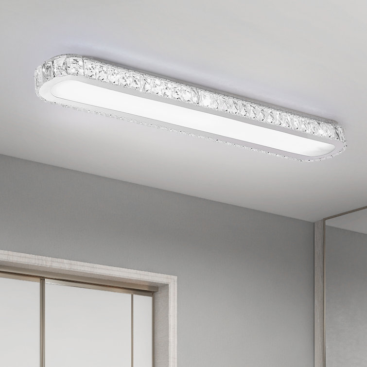 1 - Light 39.37" Rectangle Crystal LED Dimmable Flush Mount