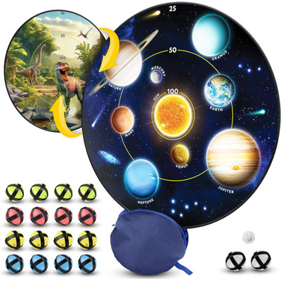 National Geographic Kids Glow in The Dark Dart Board for Kids - Dart Ball Game Set
