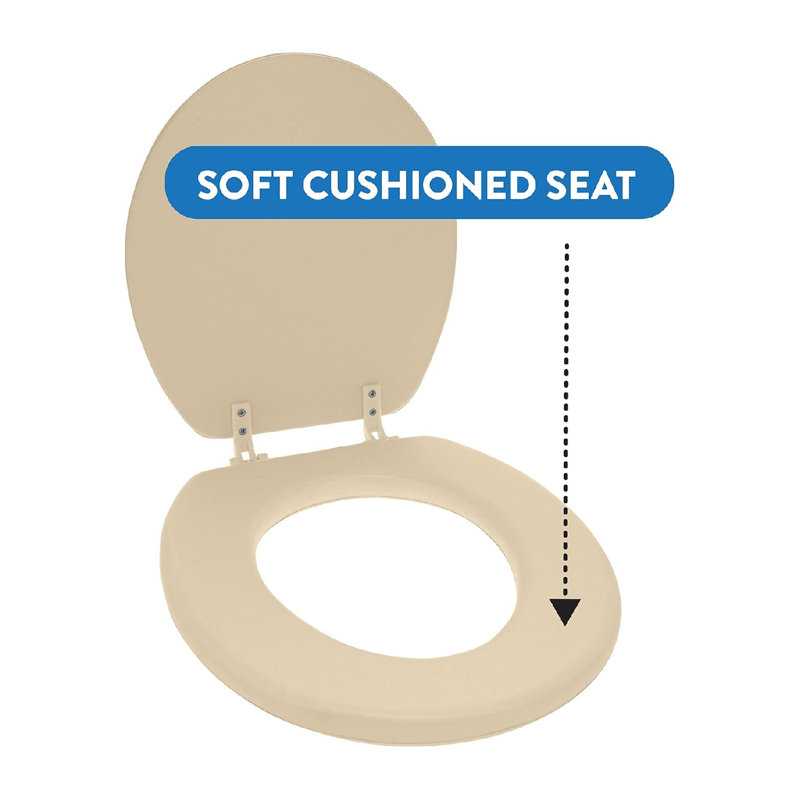 Round Padded Toilet Seat, Champagne, For Bathroom, 41.91 X 36.83 X 2.51 Cm