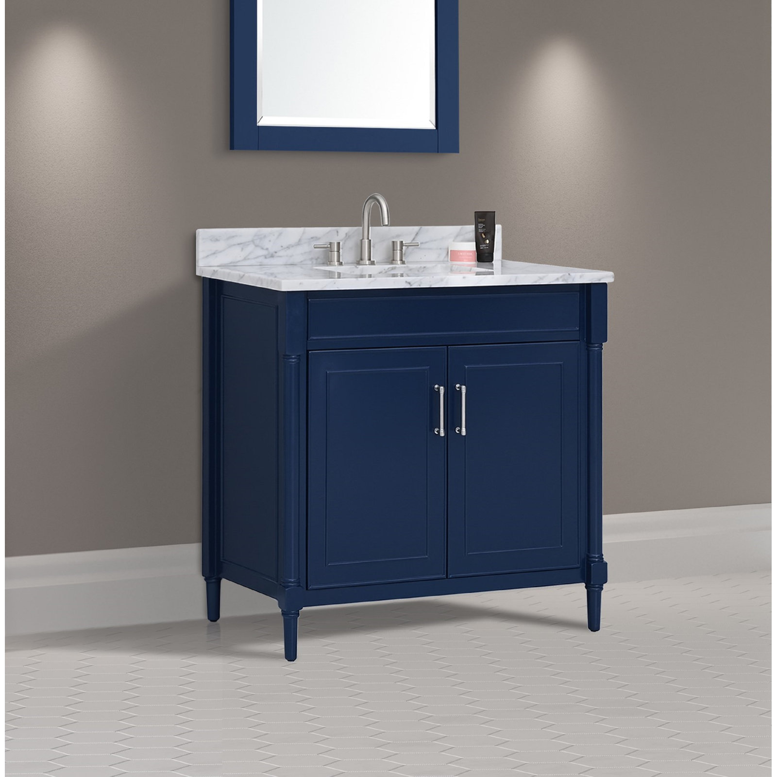 Addison 37'' Single Bathroom Vanity, Navy Blue