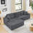 Versatile Modular Sectional Sofa with Transformable Bed Function and Soft Corduroy Cover-611361926